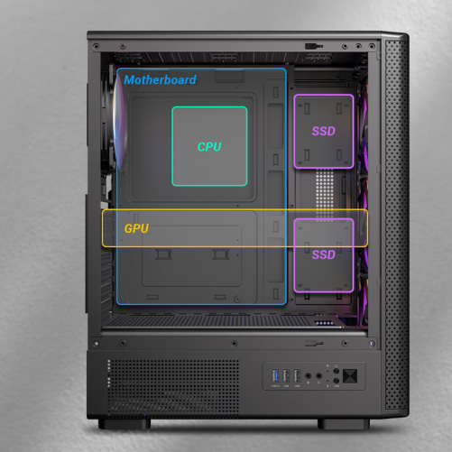  Thùng máy Antec VX310 RGB Elite | F-ATX, Kèm 4 Fan RGB, Kính cường lực 
