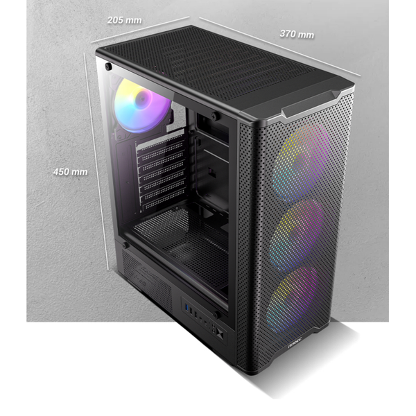  Thùng máy Antec VX310 RGB Elite | F-ATX, Kèm 4 Fan RGB, Kính cường lực 