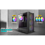  Thùng máy Antec VX310 RGB Elite | F-ATX, Kèm 4 Fan RGB, Kính cường lực 