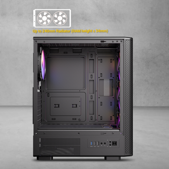  Thùng máy Antec VX310 RGB Elite | F-ATX, Kèm 4 Fan RGB, Kính cường lực 