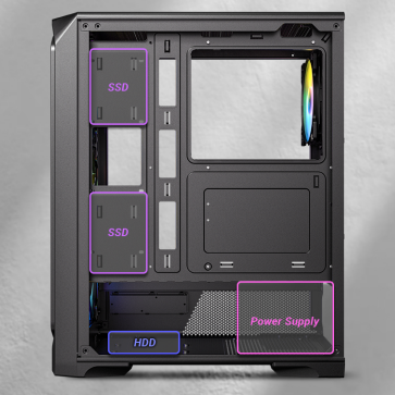  Thùng máy Antec VX330 ARGB | F-ATX, Kèm 4 Fan ARGB 