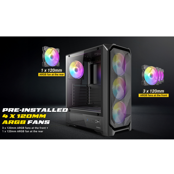  Thùng máy Antec VX330 ARGB | F-ATX, Kèm 4 Fan ARGB 