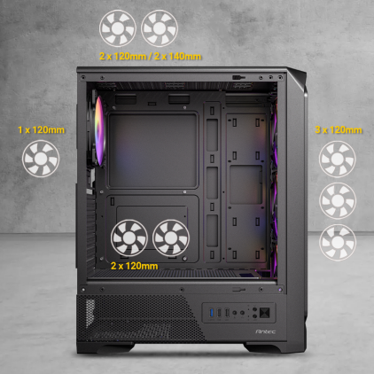  Thùng máy Antec VX330 ARGB | F-ATX, Kèm 4 Fan ARGB 