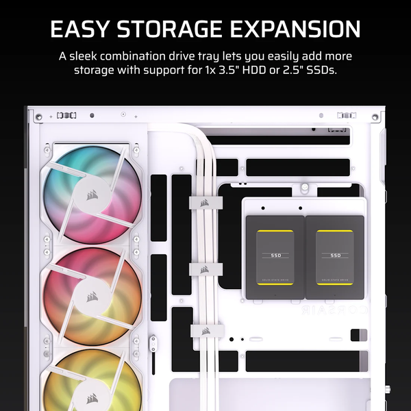  Thùng máy Corsair 2800X RS-R ARGB | Kèm 3 Fan RS-R ARGB, Kính cường lực, Trắng (CC-9011348-WW) 