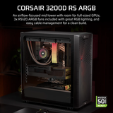  Thùng máy Corsair 3200D RS ARGB Mid-Tower (Sẵn 3 Fan ARGB) (CC-9011346-WW) | ATX, Kính cường lực, Xám Khói 