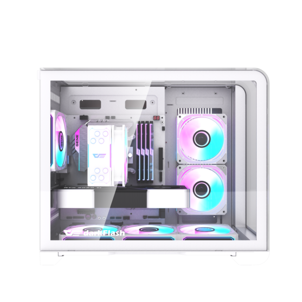  Thùng máy DarkFlash L280M (Chưa kèm Fan) | M-ATX/ITX, Kính cường lực, Trắng 
