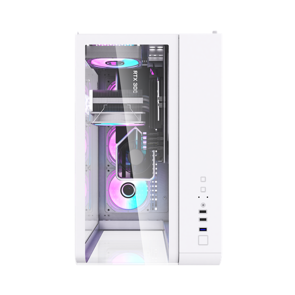  Thùng máy DarkFlash L280M (Chưa kèm Fan) | M-ATX/ITX, Kính cường lực, Trắng 