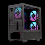 Thùng máy EINAREX PM150 RGB M-ATX | Kèm 3 Fan ARGB, Kính cường lực, Đen 