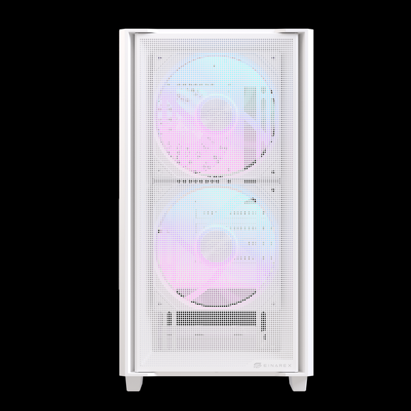  Thùng máy EINAREX PM150 RGB M-ATX | Kèm 3 Fan ARGB, Kính cường lực, Trắng 