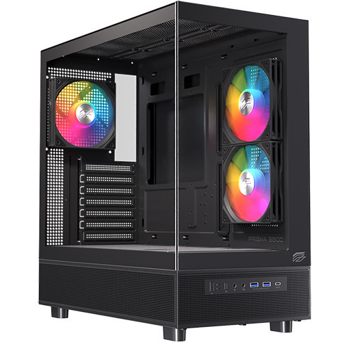  Thùng máy EINAREX S500 Core Black F-ATX | Kèm 1 Fan Đen, Kính cường lực, Đen 