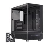  Thùng máy EINAREX S500 Core Black F-ATX | Kèm 1 Fan Đen, Kính cường lực, Đen 