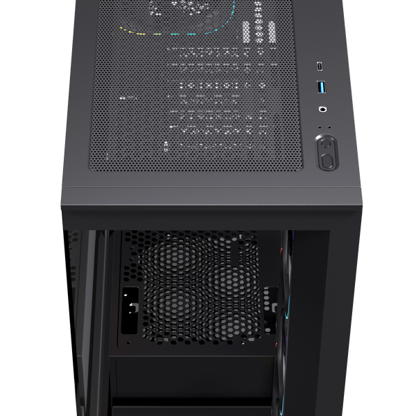  Thùng máy EINAREX Prisma S700 RGB F-ATX (Kèm Sẵn 4F ARGB) | Kính cường lực, USB 3.2 Type-C Gen 2, Đen 