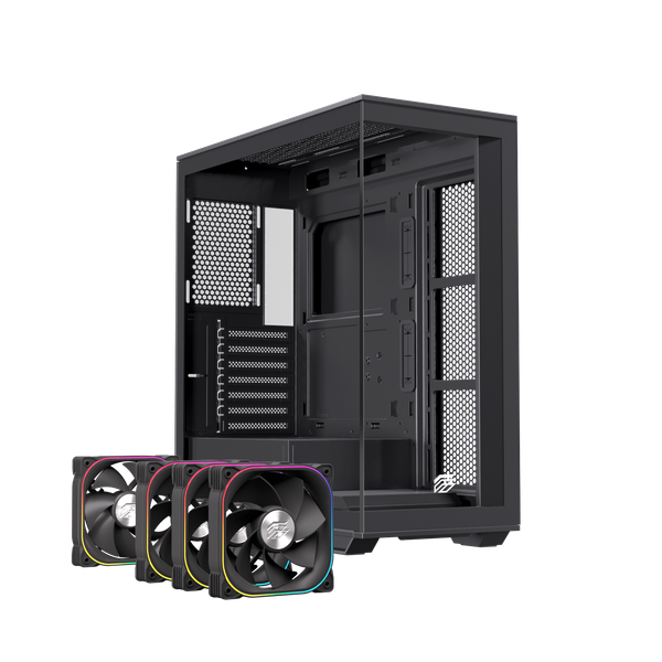  Thùng máy EINAREX Prisma S700 RGB F-ATX (Kèm Sẵn 4F ARGB) | Kính cường lực, USB 3.2 Type-C Gen 2, Đen 