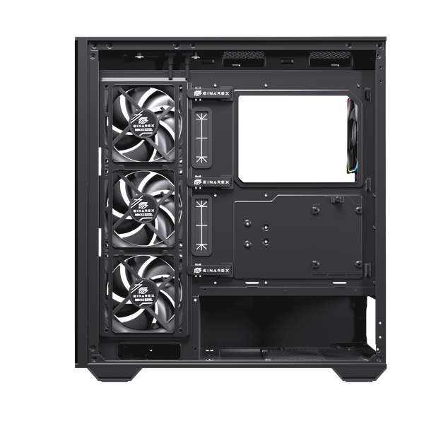  Thùng máy EINAREX Prisma S700 RGB F-ATX (Kèm Sẵn 4F ARGB) | Kính cường lực, USB 3.2 Type-C Gen 2, Đen 