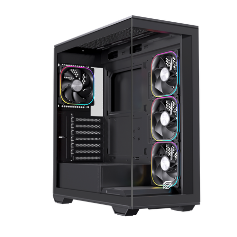 Thùng máy EINAREX Prisma S700 RGB F-ATX (Kèm Sẵn 4F ARGB) | Kính cường lực, USB 3.2 Type-C Gen 2, Đen