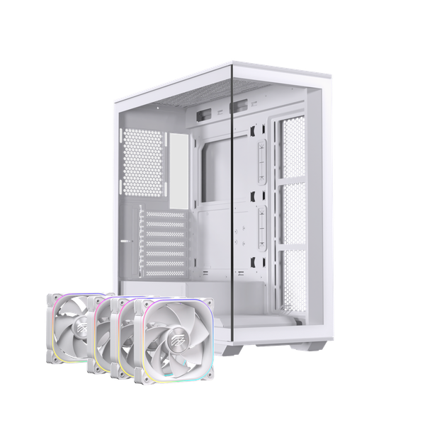  Thùng máy EINAREX Prisma S700 RGB F-ATX (Kèm Sẵn 4F ARGB) | Kính cường lực, USB 3.2 Type-C Gen 2, Trắng 
