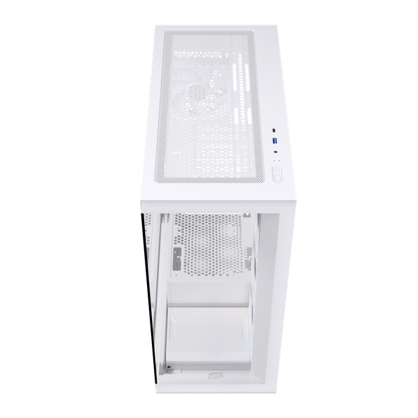 Thùng máy EINAREX Prisma S700 RGB F-ATX (Kèm Sẵn 4F ARGB) | Kính cường lực, USB 3.2 Type-C Gen 2, Trắng 