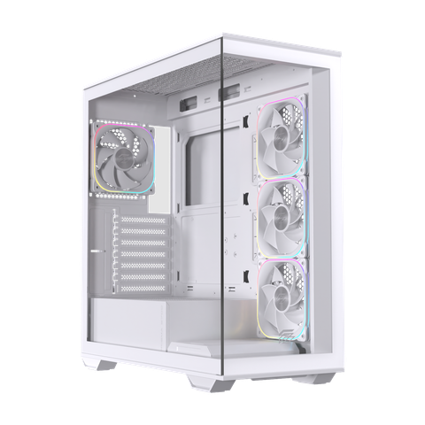 Thùng máy EINAREX Prisma S700 RGB F-ATX (Kèm Sẵn 4F ARGB) | Kính cường lực, USB 3.2 Type-C Gen 2, Trắng