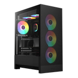  Thùng máy Gamdias Aura GC15 ARGB F-ATX (Kèm sẵn 4 Fan ARGB) | Mid Tower, Kính cường lực, Đen 