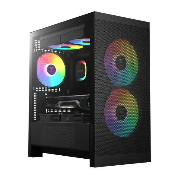  Thùng máy Gamdias Aura GC15M ARGB M-ATX (Kèm Sẵn 3 Fan ARGB) | Micro Tower, Kính cường lực, Đen 