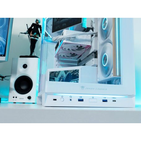 Thùng máy Jungle Leopard AX-8 LCD (Không kèm Fan) | Mid Tower, ATX/M-ATX/ITX, ARGB, Trắng 