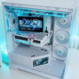  Thùng máy Jungle Leopard AX-8 LCD (Không kèm Fan) | Mid Tower, ATX/M-ATX/ITX, ARGB, Trắng 