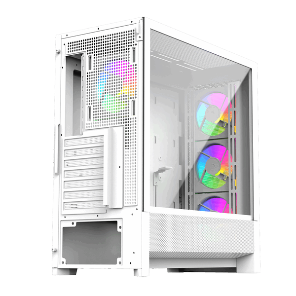  Thùng máy Gaming Linktech Bahamut 4FA | Full ATX, Kèm Sẵn 4 Fan ARGB, Trắng 