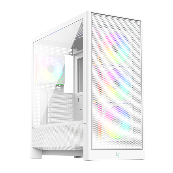  Thùng máy Gaming Linktech Bahamut 4FA | Full ATX, Kèm Sẵn 4 Fan ARGB, Trắng 
