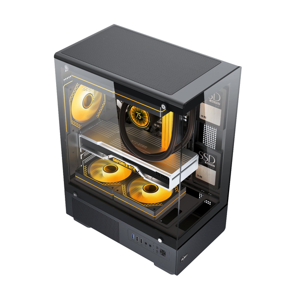  Thùng máy MIK H3 Hồ Cá | M-ATX/ITX, Kính cường lực, Đen 