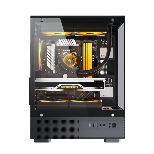  Thùng máy MIK H3 Hồ Cá | M-ATX/ITX, Kính cường lực, Đen 