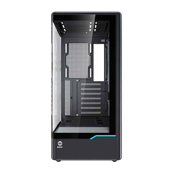  Thùng máy MIK H7 CURVED 360 ATX (Chưa kèm Fan) | ATX/M-ATX/ITX, Kính cường lực, Đen 