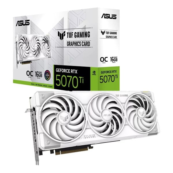  Card màn hình NVIDIA GeForce RTX 5070 Ti ASUS TUF OC White Gaming | 16GB GDDR7, White Edition (TUF-RTX5070TI-O16G-WHITE-GAMING) 