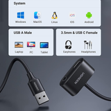  Cáp chuyển USB sang 3.5mm và USB Type-C Ugreen 80897 | USB 2.0, DAC, Hỗ trợ Mic, Điều khiển âm lượng 