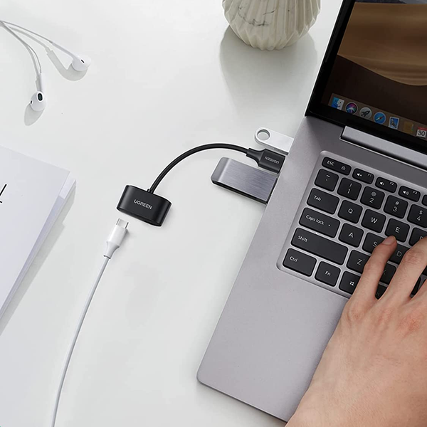  Cáp chuyển USB sang 3.5mm và USB Type-C Ugreen 80897 | USB 2.0, DAC, Hỗ trợ Mic, Điều khiển âm lượng 