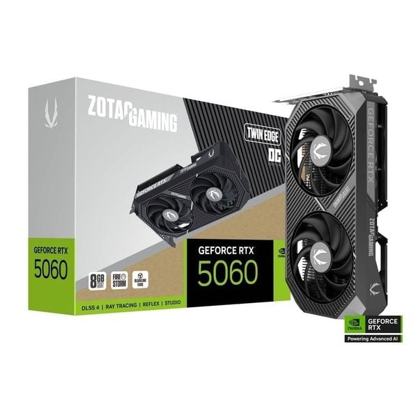  Card màn hình NVIDIA GeForce RTX 5060 ZOTAC Twin Edge OC | 8GB GDDR7, 3840 CUDA, 550W 