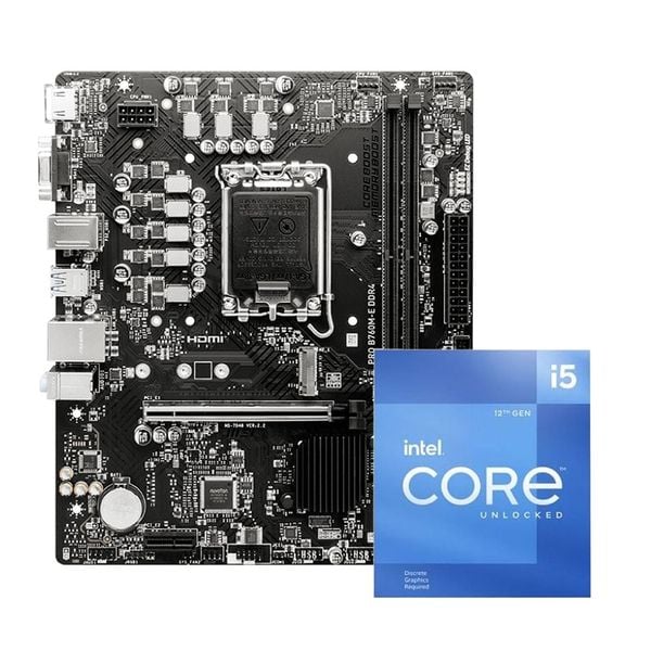 COMBO CPU I5 12400F Chính Hãng - Mainboard MSI B760M-E D4 