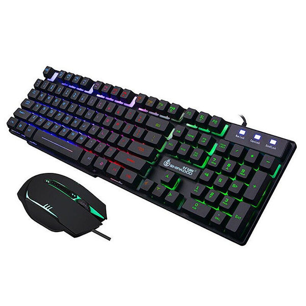  Combo bàn phím chuột giả cơ Gaming Shipadoo D500 | Có dây USB, LED Rainbow, 1000 DPI, Đen 
