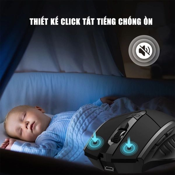  Chuột văn phòng INPHIC F1S Chính Hãng | Wireless, 2400 DPI, 95g, Đen 