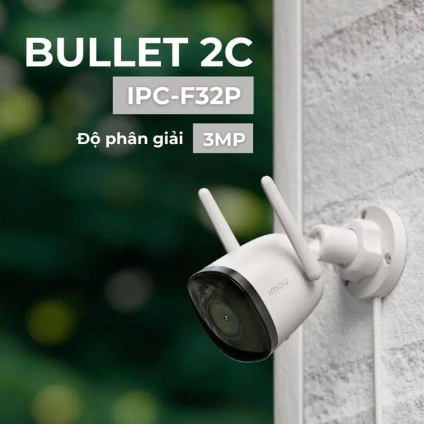  Camera WiFi ngoài trời IMOU Bullet 2C 3MP IPC-F32P | 2K, IP67, Phát hiện con người 