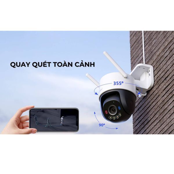  Camera WiFi ngoài trời iMOU Cruiser SC IPC-K7FP-3H0WE | 3MP 2K, Quay quét 355°, WiFi 6, AI 