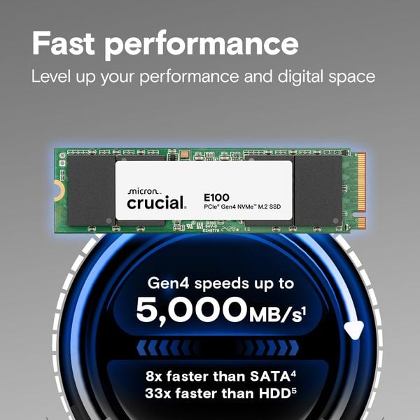  Ổ cứng SSD Crucial E100 1TB | PCIe Gen4 x4 NVMe, M.2 2280 (CT1000E100SSD8) 