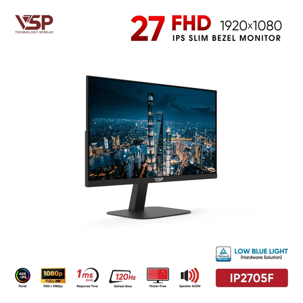  [Cũ] Màn hình Văn Phòng VSP IP2705F (27" Fhd Ips 120Hz Speaker) | BH 3T STAR 