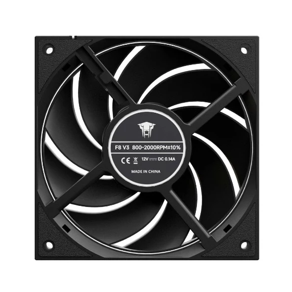  Quạt tản nhiệt PC Jungle Leopard F8 V3 Black | 2000RPM, 4Pin PWM Có Điều Tốc, Không LED, Đen 