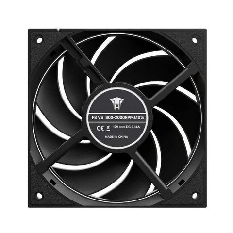 Quạt tản nhiệt PC Jungle Leopard F8 V3 Black | 2000RPM, 4Pin PWM Có Điều Tốc, Không LED, Đen