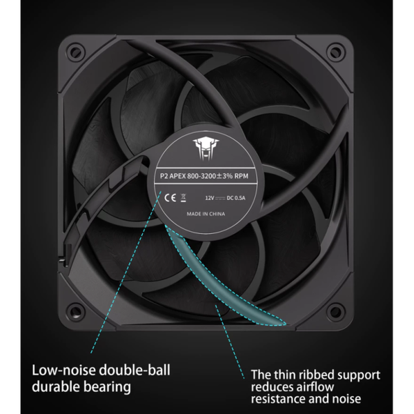  Quạt tản nhiệt PC Jungle Leopard P2 APEX | 120mm, Dual Ball Bearing, Không LED, Đen 