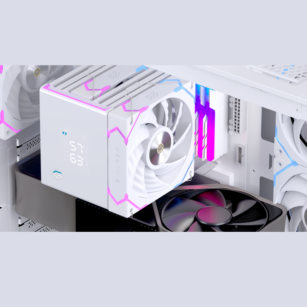  Tản Nhiệt khí EINAREX Glide G300 ARGB Digital | Dual Tower, 6 Heatpipe Đồng, LCD Monitoring, 120mm PWM, Trắng 