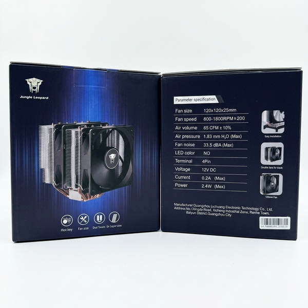  Tản nhiệt khí Leopard G6 Dual Fan (2 Tháp) | 6 Ống Đồng, 2 Quạt 120mm, PWM 4Pin, Đen 