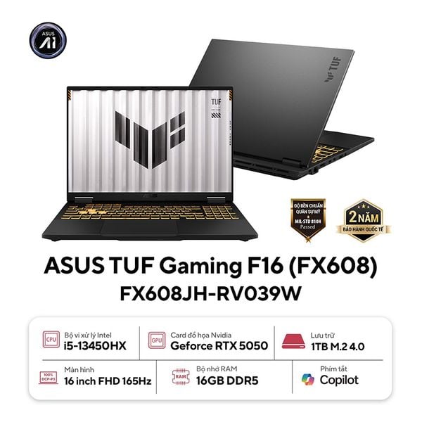  Laptop Gaming ASUS TUF Gaming FX608 | i5 13450HX, 16GB, SSD 1TB, RTX 5050, 16" FHD+ 165Hz 