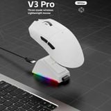  Chuột gaming Magic LDON V3 PRO | 3 Mode, Dock sạc, Trắng 