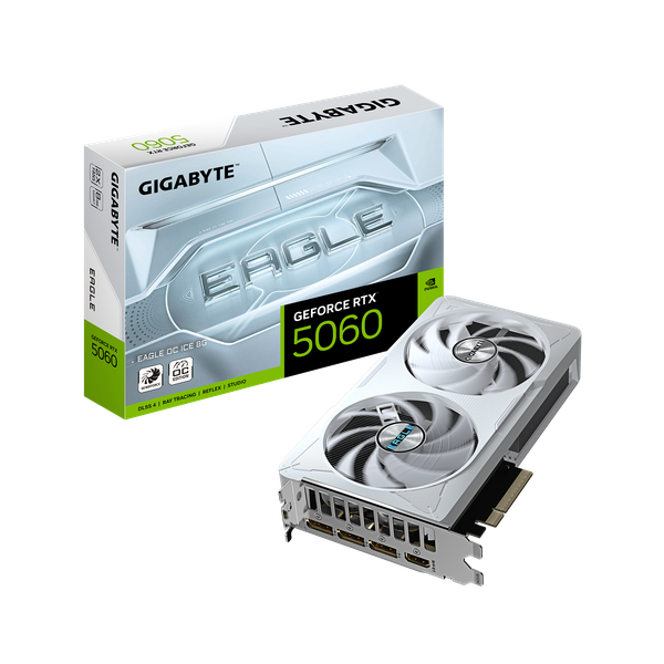  Card màn hình Gigabyte GeForce RTX 5060 EAGLE ICE OC 8G (GV-N5060EAGLE ICE OC-8GD) | 8GB GDDR7, 3840 CUDA, PCIe 5.0 